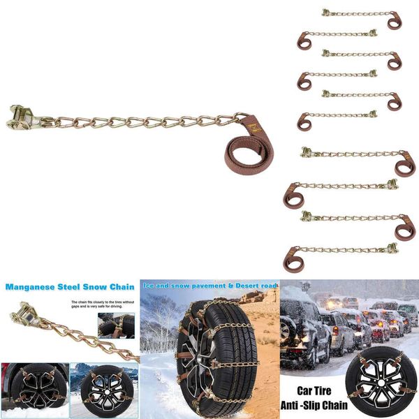 Nuevo 1/4/6 Uds cadenas antideslizantes para ruedas de coche neumáticos de invierno para nieve al aire libre cadena antideslizante de doble manganeso de emergencia