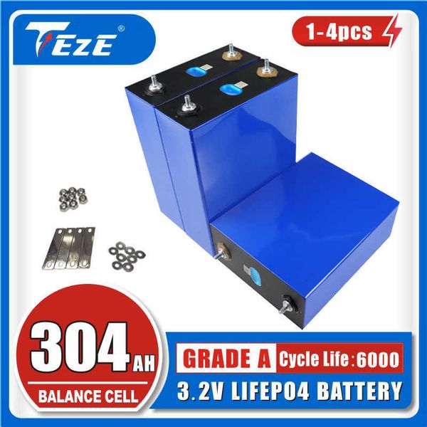 Nouveau 1-4 pièces 3.2V 304AH Lifepo4 batterie cycle profond 310Ah 12V 24V pour RV système solaire alimentation bricolage batterie de secours