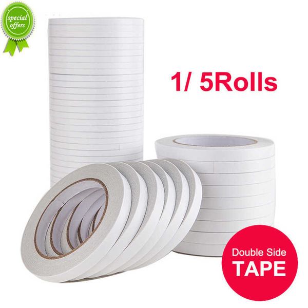 Nouveau 1/5 rouleaux ruban adhésif Double face blanc Super fort rubans adhésifs Double face pour la maison bricolage artisanat fournitures de bureau