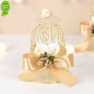 Nieuwe 1/5Pcs Mini Metalen Goud Blik Vogelkooi Dozen Snoep Trouwbedankjes Gift Box Voor Gasten verjaardagsfeestje Decoratie Baby Shower