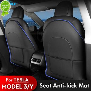 Nuevo 1 par de almohadillas antipatadas de cuero para coche para Tesla modelo 3/Y, alfombrilla protectora trasera de asiento completo, cojín de asiento de almacenamiento Interior antisuciedad