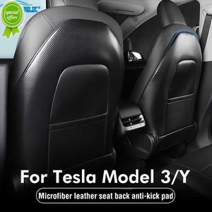 Nieuw 1 paar model 3 autostoelbeschermer protector lederen auto anti kickmat met opbergzakken interieuraccessoires voor Tesla Model Y/3