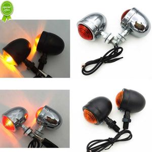 Nuevo 1 par motocicleta ámbar negro Mini bala LED señales de giro luces de freno luces de giro indicadores universales