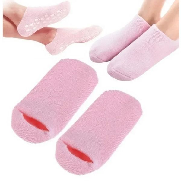 NOUVELLE PAIR 1 paire chaussettes de gel de spa réutilisables hydratantes hydratantes blanchissantes exfolistes velours lisse de beauté Foot Care Silicone chaussettes