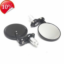 Nouveau 1 paire universel moto vélo électrique 22mm guidon miroir en alliage d'aluminium classique rétro pliant noir poignée ronde miroir