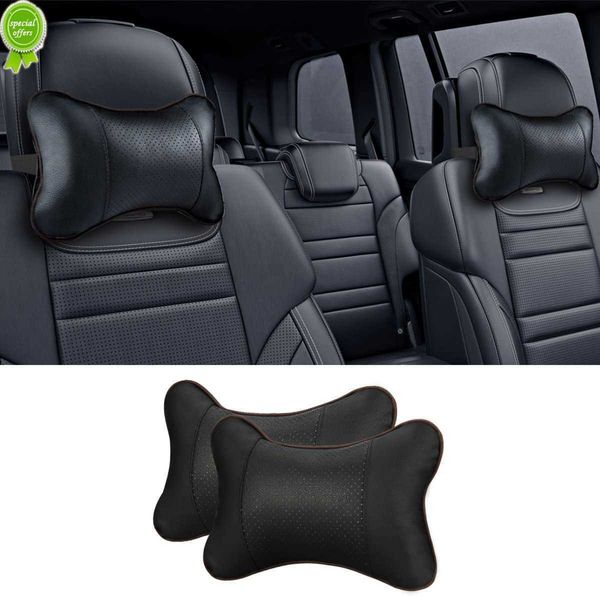 Nouveau 1 pièces oreillers de cou de voiture en cuir Pu protecteur de soutien de tête noir/rouge universel appui-tête dossier coussin adapté à tous les véhicules