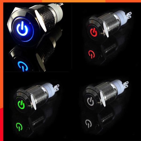 Novedad, 1 Uds., rojo, amarillo, azul, verde y blanco, 12V con luz LED, reinicio de bloqueo automático, interruptor de botón de Metal resistente al agua, accesorios interiores