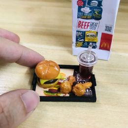 Nuevo 1 conjunto 1/6 escala muñeca en miniatura hamburguesa mini chips fritos de coca de coca de coca