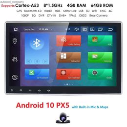 Nouveau 10,1 pouces universel Octa Core 2Din voiture DVD Android 10 Radio lecteur multimédia PX5 4G RAM 64G ROM GPS Navigation IPS écran stéréo