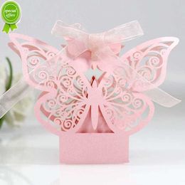 Nouveau 10/20/30 pièces rose papillon boîte à bonbons faveurs de mariage chocolat coffrets cadeaux pour invités fête d'anniversaire bébé douche décor fournitures