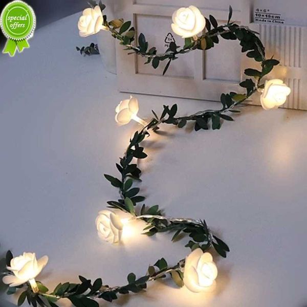 Nouveau 10/20Leds Blanc 1.5/3 Mètre Rose Fleur Chaîne avec Lumières Table De Mariage Centres Décorations Rougeoyant Artificielle Rose Guirlande