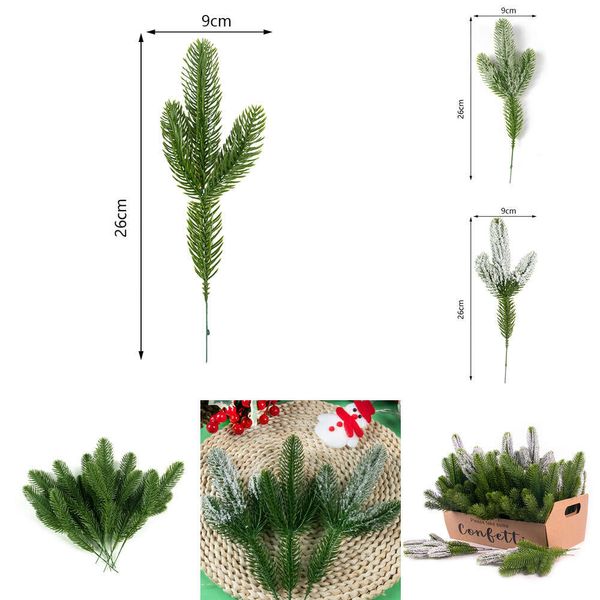 Ramas artificiales de hojas verdes, pino verde falso para guirnalda DIY, adorno navideño, 10/20 piezas, novedad de 2023