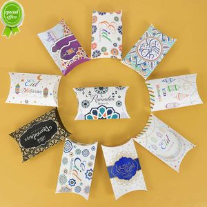 Nouveau 10/20 pièces Eid Mubarak boîte-cadeau oreiller forme bonbons Cookie emballage sac Islam musulman fête fournitures 2023 Ramadan Kareem décoration