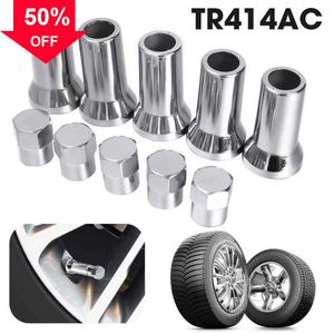 Nieuwe 10/30/50 Stuks TR414AC Ventieldop Set Chrome Auto Vrachtwagen Wiel Band Ventiel Hex caps Met Sleeve Covers Links Rechts Voor Achter