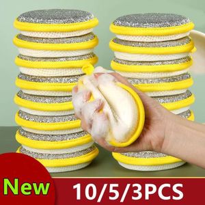 New 10/5/3PCS Double Side Dishwashing Sponge Dish Washing Brush Pan Pot Dish Wash Sponges Household Cleaning Reusable Kitchen Tools