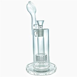 Nieuwe 10 centimeter lang Oblate mondstuk Mobius Matrix Glass Bongglas Rookpijp Glazen waterpijpen Bongs met 1 Birdcage Perc (GB-350)