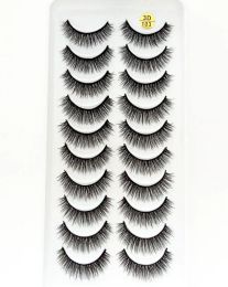 Nouveau 10 paires 100 vrais cils de vison 3D faux cils naturels cils de vison Kit de maquillage d'extension de cils doux Cilios BJ