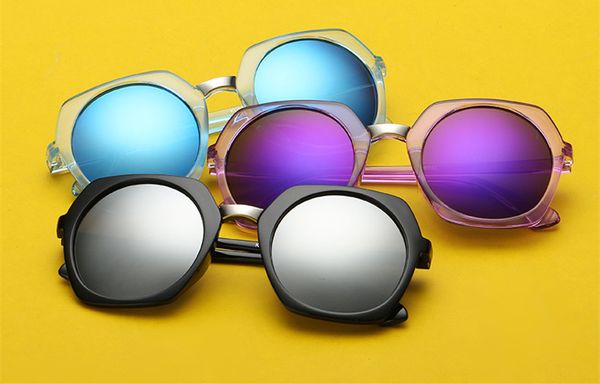 Nouveau 10 pièces/lot femmes sur la taille lunettes de soleil rondes colorées revêtement réfléchissant lunettes de soleil lunettes 11 couleurs livraison gratuite