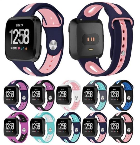 Nouveaux styles à deux couleurs STRAP pour Fitbit Versa 2 Smart Watch Strap Soft Silicone Sport Watchband Band Band Bracelet310F9196930