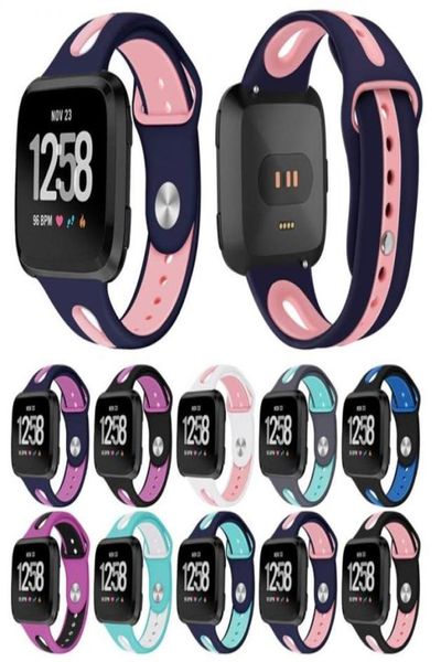 nouveau 10 styles deux couleurs bracelet pour Fitbit Versa 2 bracelet de montre intelligente bracelet de montre de sport en silicone souple bracelet de remplacement310f7533096