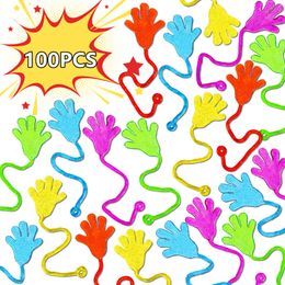 Nieuwe 100-1PC Kids Funny Sticky Hands Toy Palm Elastic Sticky Squishy Slap Palm Toy Kids Novelty Gift Verjaardagsfeestje Gunsten Supplies