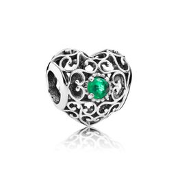 NIEUWE 100% 925 Sterling Zilver 1: 1 791784nrg May Signature Heart Birthstone Charm Vintage Boutique Sieraden Verjaardag Gift