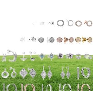 NOUVEAU 100% 925 Boucles d'oreilles en argent sterling Type de fleur Goujons d'oreille creux Perles de charme Fit Bracelet DIY Dangler Gros usine9330265