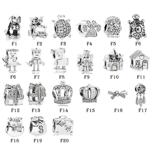 NOUVEAU 100% 925 STERLING SILP FIT CHARMS BRACELETS ANIMAUX CAT CAT ROBOT HOWL HOUSE COUNCE COUNCE POUR EUROPELLE FEMMES MÉDICA