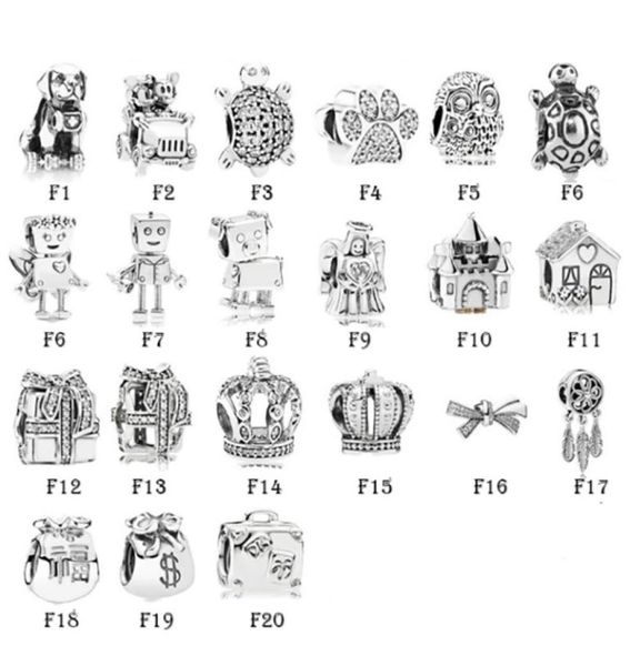 NOUVEAU 100% 925 STERLING SILP FIT CHARMS BRACELETS ANIMAUX CAT CAT Robot Owl House Box Couronne pour les femmes européennes Bijoux de mode d'origine des femmes européennes 7620150