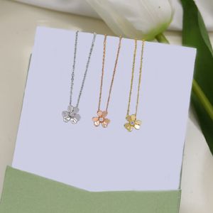 NUEVO 100% 925 collar con colgante de plata de ley frívoles trébol de 3 hojas motivos de marca de lujo corazón pedestal flor oro rosa cristal diamante mini colgante collares van