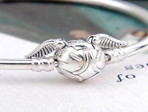 Nieuwe 100% 925 Sterling Silver Golden Snitch Claspant Bangle Bracelet Past voor Europese charmes en kralen6144831