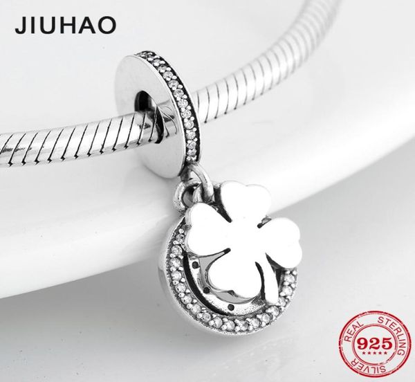 Nouveau 100% 925 Silver Lucky Clover Fashion Fashion Pendants Perles Fit Bracelet à charme original Faire CJ1911165966599