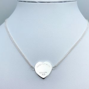 Nouveau 100% 925 collier en argent sterling mode T colliers bijoux de créateur pendentif coeur bleu étiquette colliers pour les cadeaux de mariage de fête des femmes retour à l'amour en gros