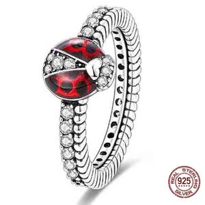 Nieuwe 100% 925 Sterling Zilver Originele Lady bug Animal Ringen voor Vrouwen Luxe Zirkoon Eenvoudige Vinger Ringen Anniversary Sieraden Geschenken