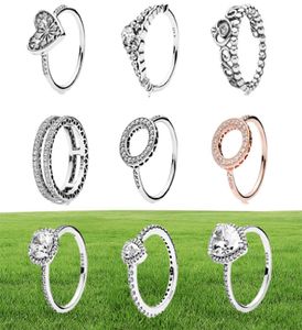 NIEUWE 100% 925 Sterling Zilveren Ring mode Populaire Charms Trouwring Voor Vrouwen hartvormige Liefhebbers Ronde Ringen DIY Sieraden9960410