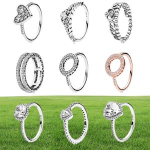 Nouveau 100% 925 Anneau en argent sterling mode Popular Charms Aneau de mariage pour les femmes en forme de coeur Anneaux ronds bijoux diy5829001