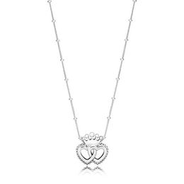 Nieuwe 100% 925 Sterling Zilveren Ronde hartvormige Romantisch Met Clear CZ Eenvoudige Ketting Voor Vrouwen Originele Mode-sieraden Gift elf