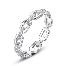 Nouveau 100% 925 bague en argent Sterling Simple Cadena Hueca empilable charmante bagues pour femmes filles accessoires de fête bijoux289r