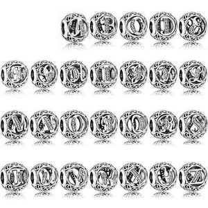 Nouveau 100% 925 argent Sterling vingt-six lettres perles breloque idéal pour bracelet bricolage bracelet pour femmes bijoux en gros usine AA220315