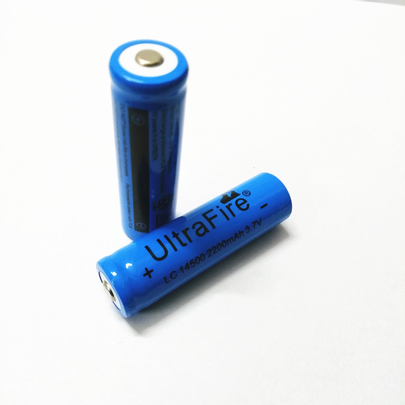 Novo 100% azul UltreFire 14500 bateria 2200mAh 3.7V bateria de lítio recarregável para flashlig Frete grátis