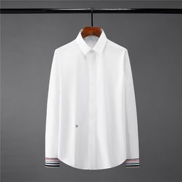 Novas camisas masculinas 100% algodão luxuosas manga longa abelha bordadas camisas casuais masculinas fashion slim fit camisas masculinas de festa 2XL