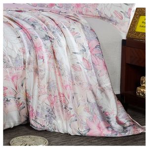 Nieuwe 100% Mulberry Charmeuse Silk Bedding Set 3pcs dekbedoverkapkussencase Floral Multicolor Multi Size