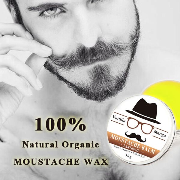 Cire de moustache de baude de la barbe de la barbe de la barbe 100% naturelle pour le coiffeur d'abeilles d'abeilles hydratantes hydratantes lissage Messieurs Beard Soins de la barbe