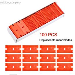 Nieuwe 100 Stuks Twee Snijden Plastic Scheermesje Label Schoon Scheermes Lijm Remover Vensterglas Schoon Schraper Auto Wrap Sticker zuigmond