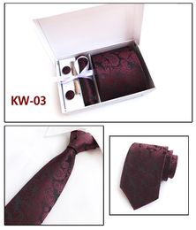 Nuevo 100% de seda clásico para hombre, corbatas con Clip, pañuelo y gemelos, conjuntos de marca Floral, ropa Formal, corbata para hombre para fiesta de boda y negocios K10249N