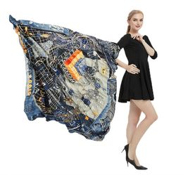 NOUVEAU 100 écharpe de soie femmes Espagne grands châles de chevaux imprimés de cheval carré bandana kerchief écharpe femelle falles 130cm4945497