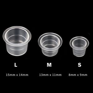 New 1000pcs S/M/L Plastic Disposable Microblading Tattoo Ink Cups Permanent Makeup Pigment Clear Holder Container Cap Tattoo Accessory