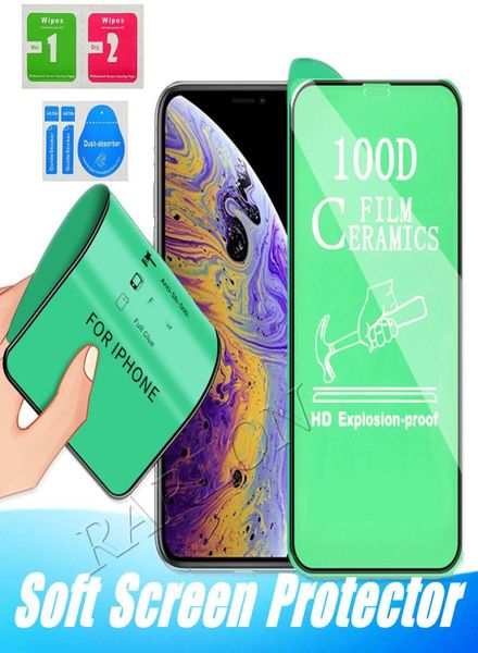 Nieuwe 100D Keramiek Film Zachte Screen Protector Volledige Lijm Volledige Cover Voor IPhone 14 Pro Max 14Pro 13 12 Mini 12Pro 11 XS XR 8 7 6S Plu6725081