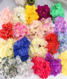 Nouveau 100pcs 21colors 18 cm Hortensia artificiel têtes de fleur bricolage bouquet de mariage fleurs de tête couronne de tête de la maison Garland Home Decoration YBML023111578