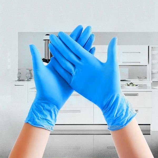 Nouveau 100 pièces/boîte gants en Latex bleu gants en Nitrile imperméables gant jetable gants en caoutchouc cuisine gants de cuisine gants de nettoyage